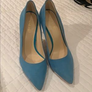 Blue suede pumps
